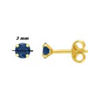 Boucles d’oreilles clous 3 mm Femme Or jaune 750/1000 et Saphir ROBBEZ MASSON, diamètre