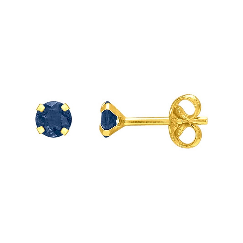 Boucles d’oreilles clous 3 mm Femme Or jaune 750/1000 et Saphir ROBBEZ MASSON