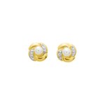 Boucles d’oreilles clous Perles de culture 3 mm, Or jaune 750/1000, Rhodium ROBBEZ MASSON