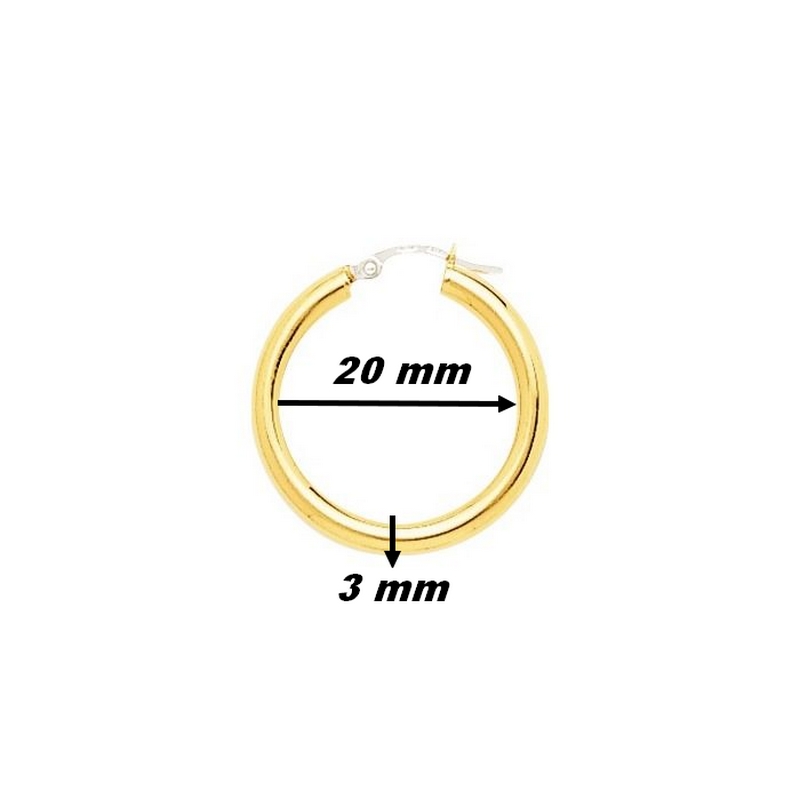 Boucles d’oreilles créoles lisses Femme Or jaune 750/1000 ROBBEZ MASSON, dimensions