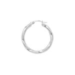 Boucles d’oreilles créoles Femme torsadées, Or blanc 750/1000 ROBBEZ MASSON