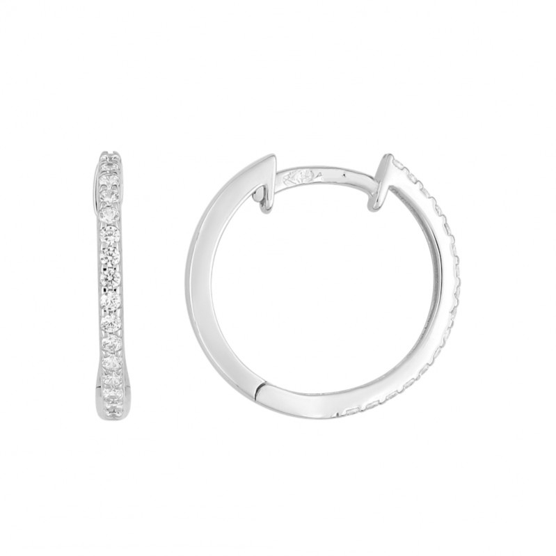 Boucles d’oreilles Créoles Femme Or blanc 750/1000 et Oxydes de zirconium ROBBEZ MASSON