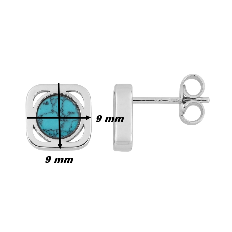 Boucles d'oreilles Femme Argent et Turquoise MURAT, dimensions