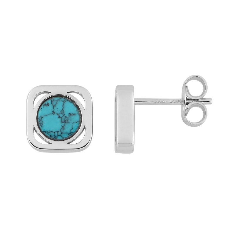 Boucles d'oreilles Femme Argent et Turquoise MURAT