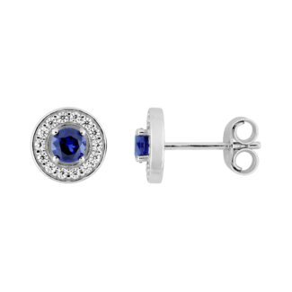 Boucles d’oreilles Femme Argent 925/1000 et Oxydes de zirconium bleus et blancs CHRISTIAN BERNARD