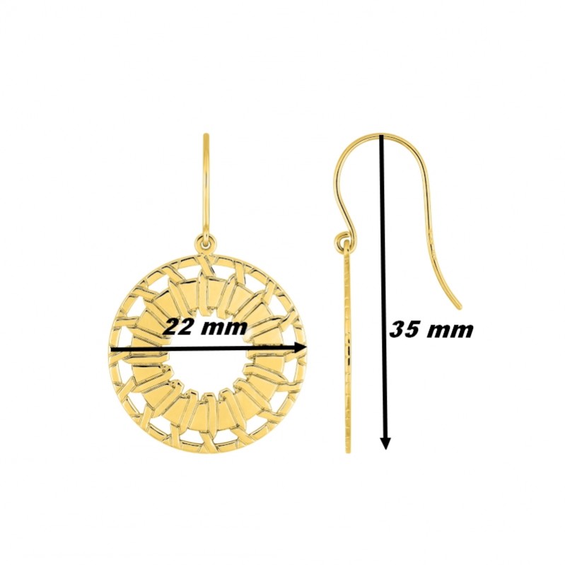 Boucles d'oreilles pendantes Femme Plaqué Or MURAT, dimensions
