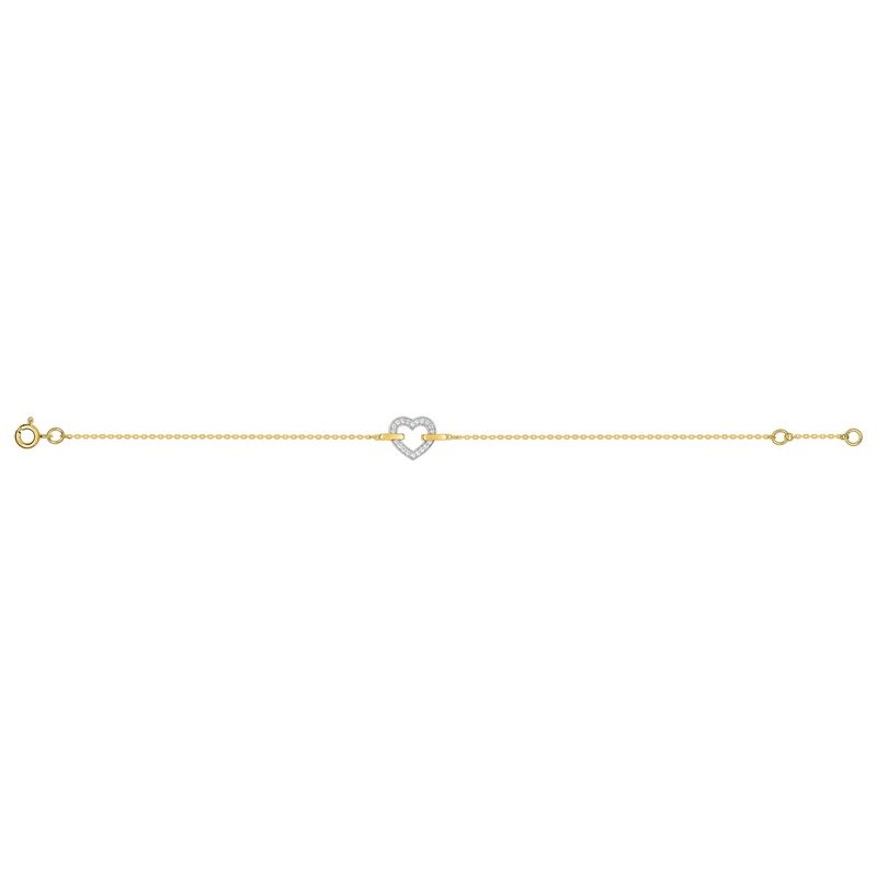 Bracelet Cœur Femme Or jaune 750/1000, Rhodium et Oxydes de zirconium ROBBEZ MASSON, autre vue
