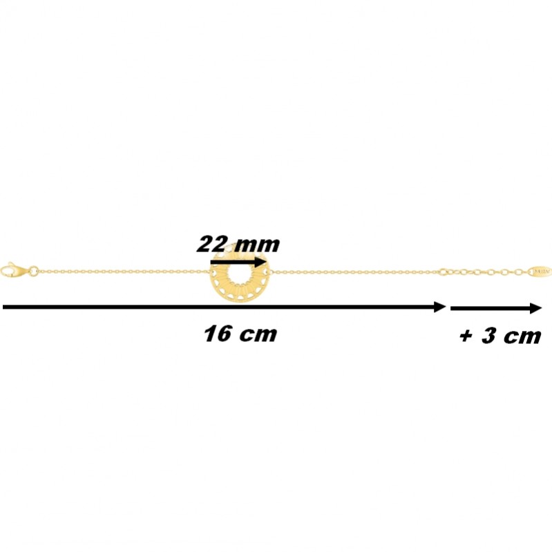 Bracelet Femme graphique cercle Plaqué or MURAT, dimensions