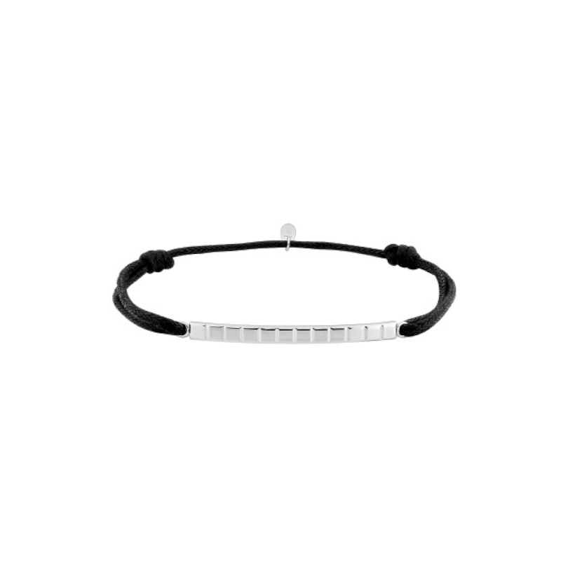 Bracelet Homme Argent, cordon noir réglable MURAT