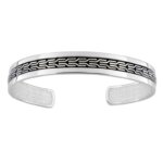 Bracelet jonc Homme Argent laque noire MURAT