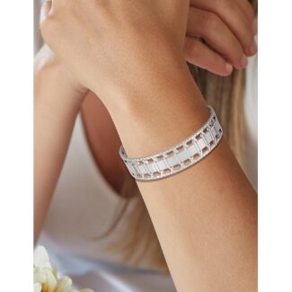 Bracelet jonc manchette Femme Argent 925/1000 MURAT porté