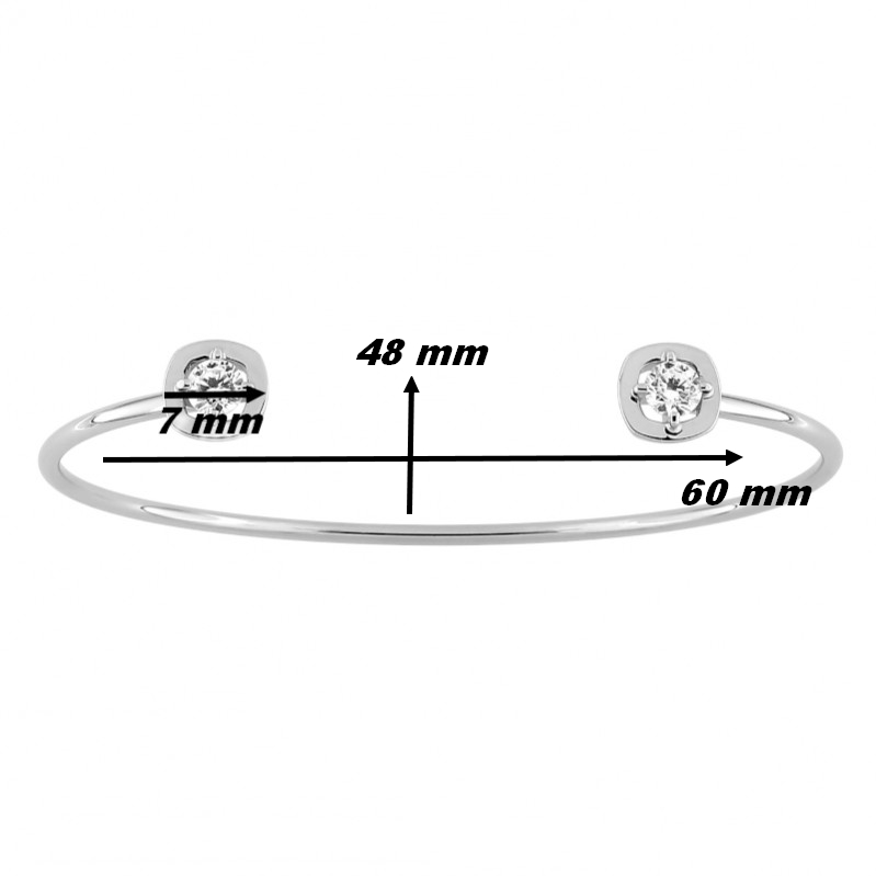 Bracelet Jonc ouvert Femme Argent 925/1000 et Oxydes de zirconium MURAT, dimensions