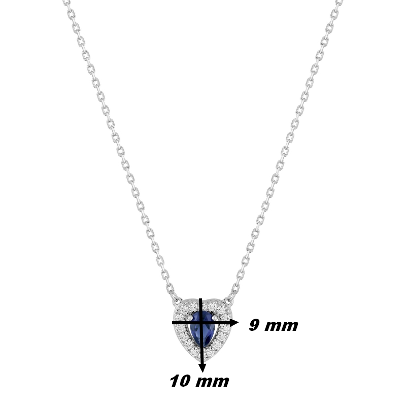 Coller Femme Cœur Argent 925/1000 et Oxydes de zirconium bancs et bleu CHRISTIAN BERNARD, dimensions
