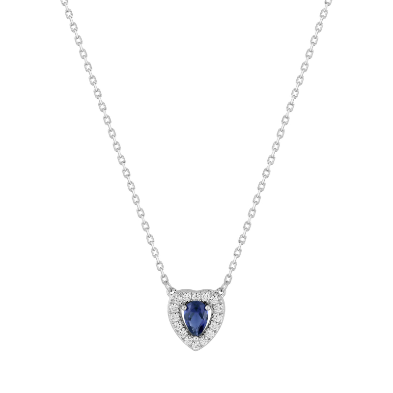Coller Femme Cœur Argent 925/1000 et Oxydes de zirconium bancs et bleu CHRISTIAN BERNARD