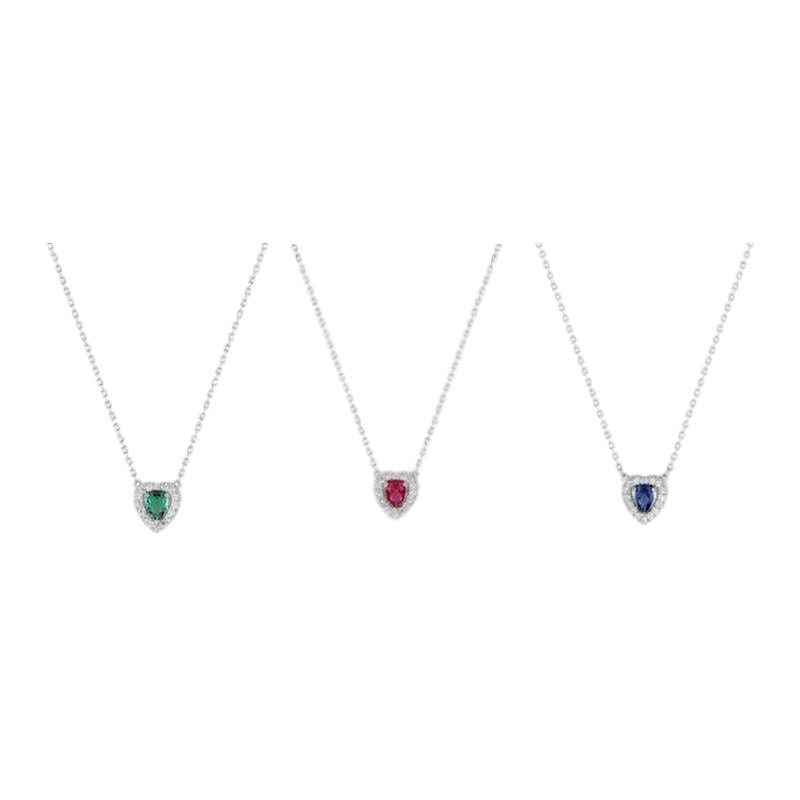 Coller Femme Cœur Argent 925/1000 et Oxydes de zirconium bancs et bleu CHRISTIAN BERNARD, couleurs