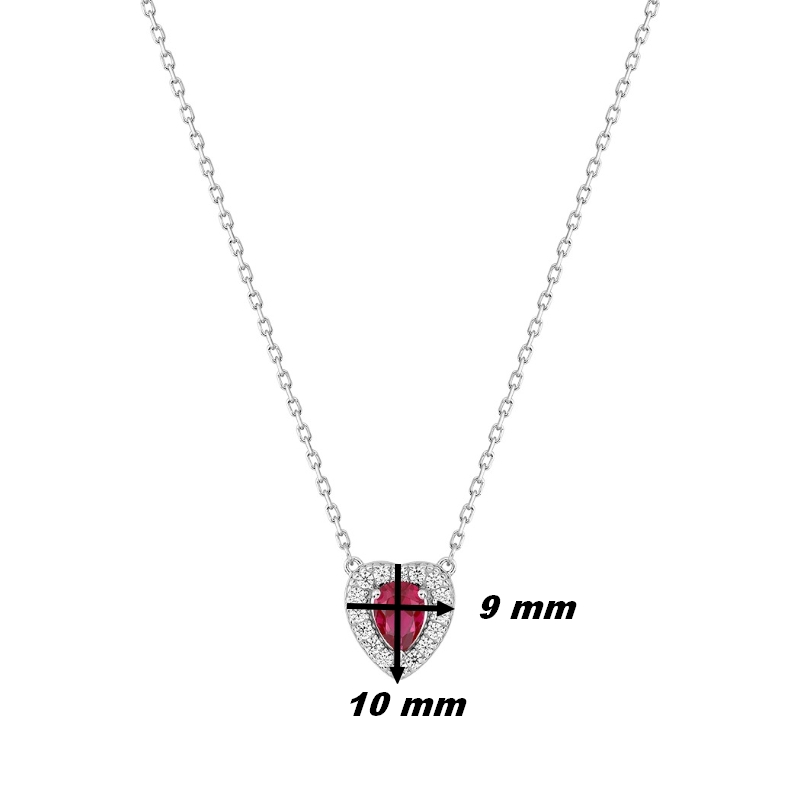 Coller Femme Cœur Argent 925/1000 et Oxydes de zirconium bancs et rouge CHRISTIAN BERNARD, dimensions