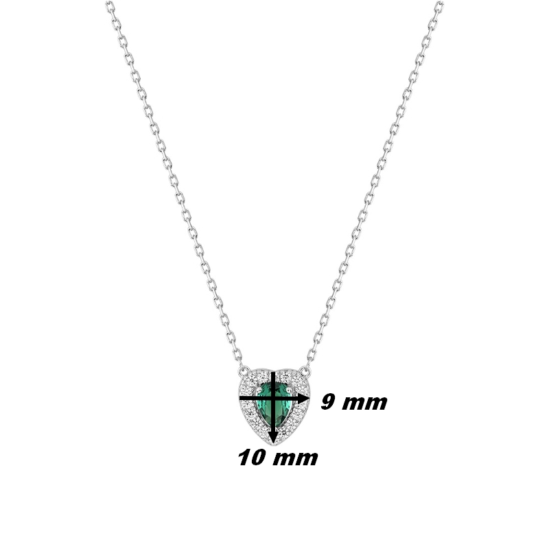 Coller Femme Cœur Argent 925/1000 et Oxydes de zirconium bancs et vert CHRISTIAN BERNARD, dimensions