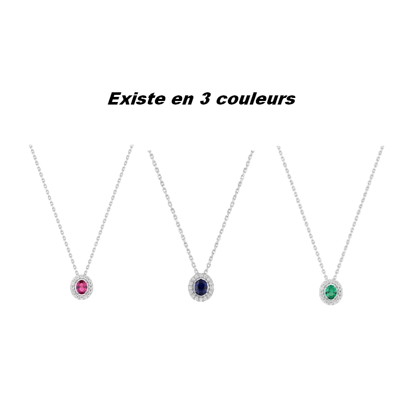 Collier Femme Argent 925/1000 et Oxydes de zirconium bleu et blancs CHRISTIAN BERNARD, couleurs