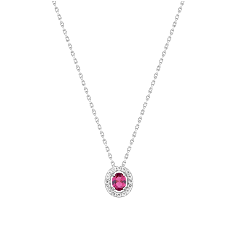 Collier Femme Argent 925/1000 et Oxydes de zirconium rouge et blancs CHRISTIAN BERNARD