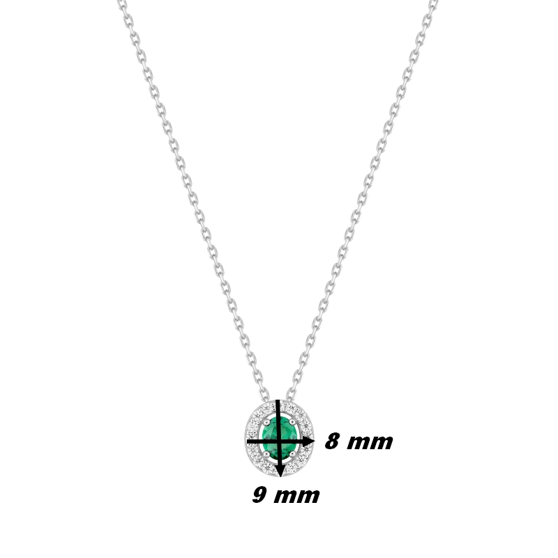 Collier Femme Argent 925/1000 et Oxydes de zirconium vert et blancs CHRISTIAN BERNARD, dimensions