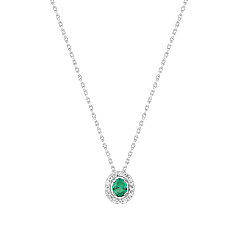 Collier Femme Argent 925/1000 et Oxydes de zirconium vert et blancs CHRISTIAN BERNARD