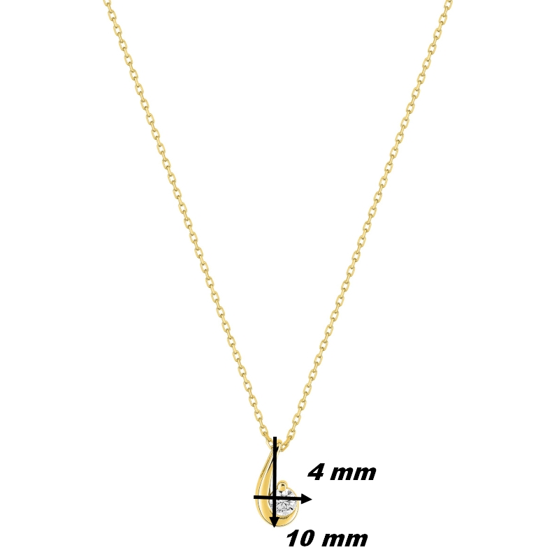 Collier Femme goutte Or jaune 750/1000 et Oxydes de zirconium ROBBEZ MASSON, dimensions