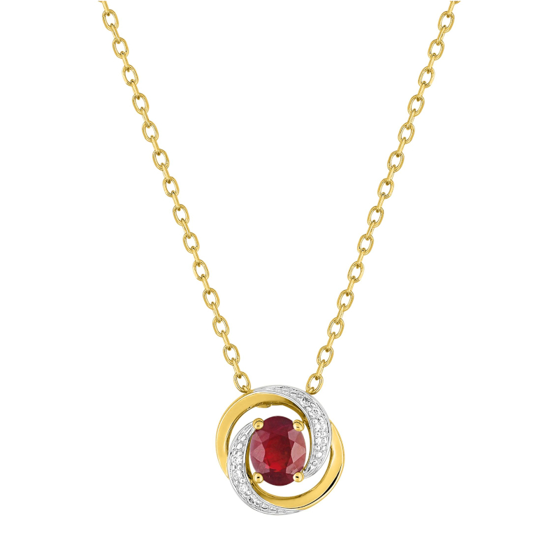 Collier Femme Or jaune 750/1000, Rhodium, Rubis et Oxydes de zirconium ROBBEZ MASSON