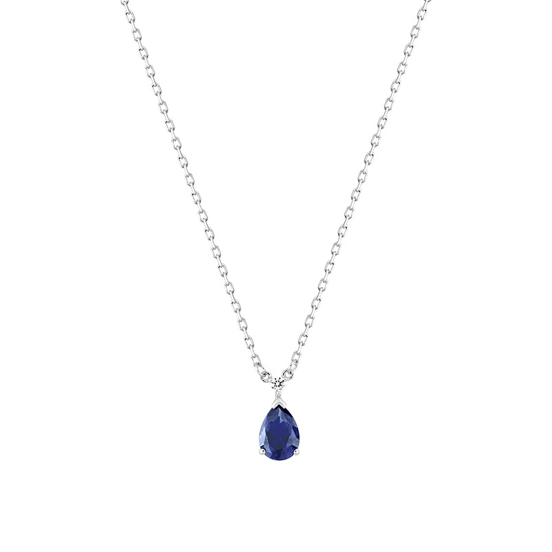 Collier goutte Femme Argent 925/1000 et Oxydes de zirconium bleu et blanc CHRISTIAN BERNARD