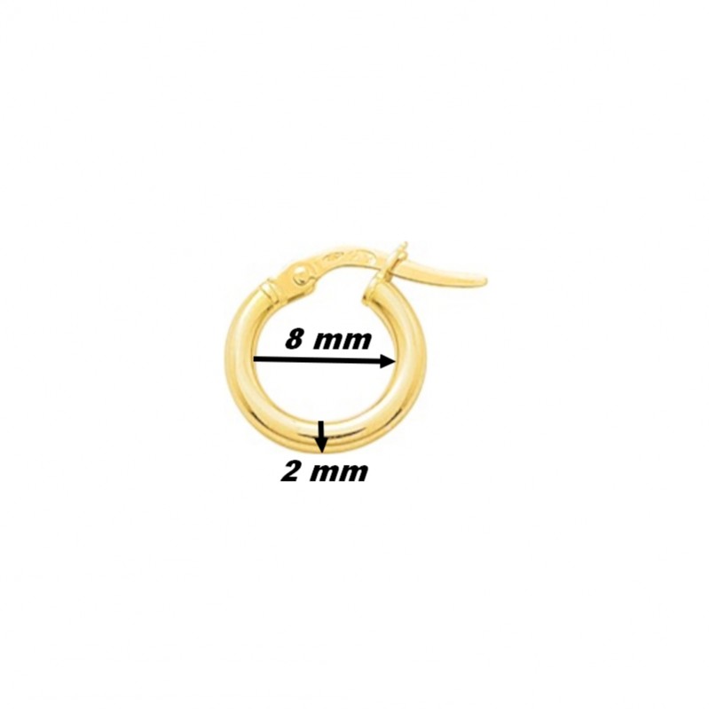 Boucles d’oreilles créoles lisses Femme Or jaune 750/1000 ROBBEZ MASSON, dimensions