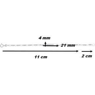 Gourmette maille alternée 1+3 Enfant Or blanc 750/1000 ROBBEZ MASSON, dimensions