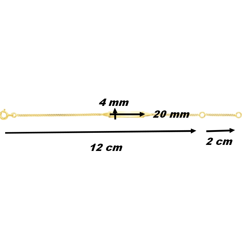 Gourmette Enfant Or jaune 750/1000 ROBBEZ MASSON, dimensions