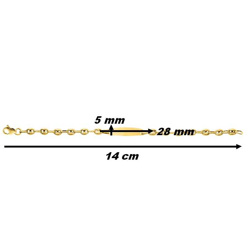 Gourmette grains de café creux Enfant Or jaune 750/1000 ROBBEZ MASSON, dimensions