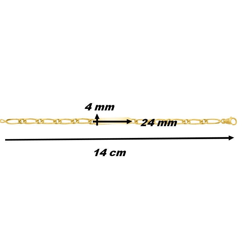 Gourmette maille alternée Enfant Or jaune 750/1000 ROBBEZ MASSON, dimensions