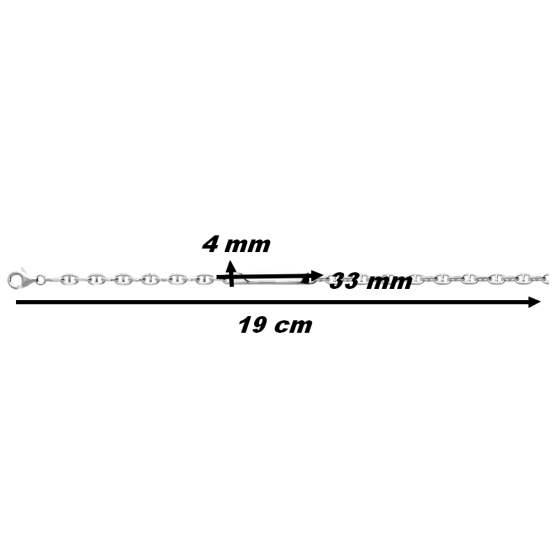 Gourmette maille marine Femme Argent 925/1000 ROBBEZ MASSON, dimensions