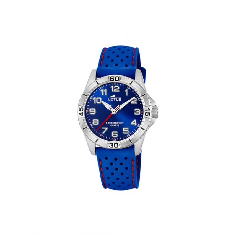 Montre Enfant Acier inoxydable et bracelet caoutchouc bleu Lotus 18663/2 avec un bracelet OFFERT