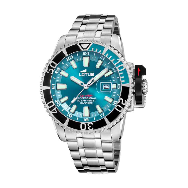Coffret montre étanche LOTUS Homme Acier inoxydable et bracelet silicone bleu interchangeable 18938/1