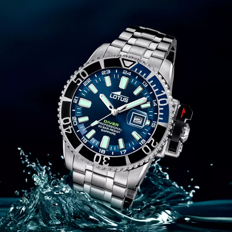 Coffret montre LOTUS Homme Acier inoxydable et bracelet silicone bleu interchangeable 18938/3, autre vue