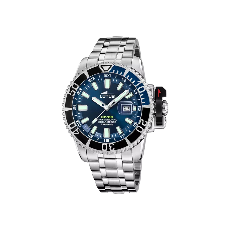 Coffret montre LOTUS Homme Acier inoxydable et bracelet silicone bleu interchangeable 18938/3
