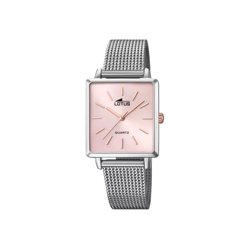 Montre carrée Femme rose pale, Acier inoxydable LOTUS 18718/2