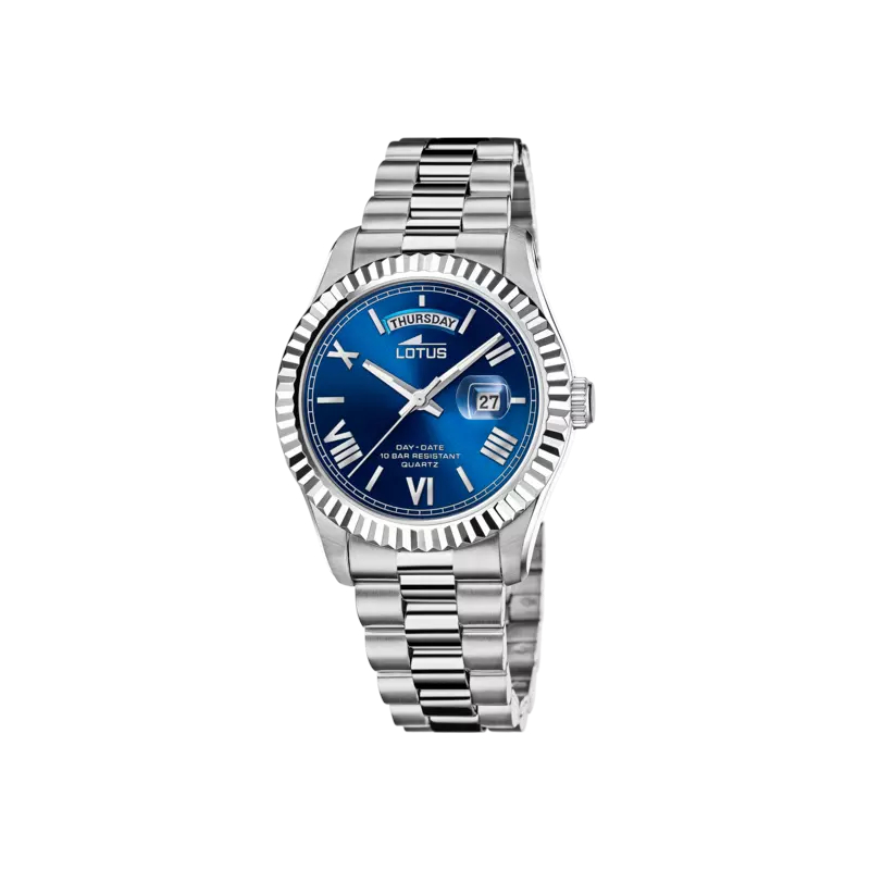 montre-homme-acier-inoxydable-lotus-18854-2 Montre Homme cadran bleu Acier inoxydable LOTUS 18854/2