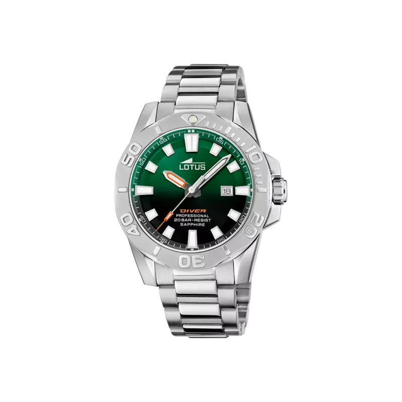 montre-homme-acier-inoxydable-vert-lotus-18926-5 Montre Homme Acier inoxydable cadran vert et noir LOTUS 18926/5
