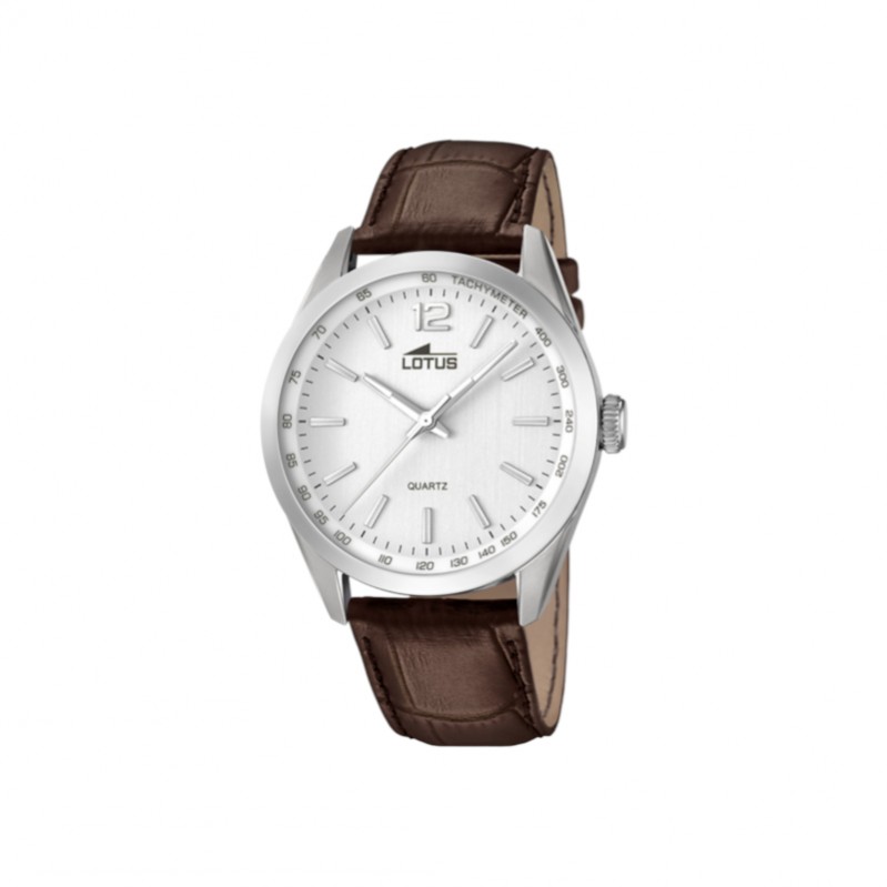 Montre Lotus Homme Minimaliste Acier inoxydable et cuir marron 18149/1