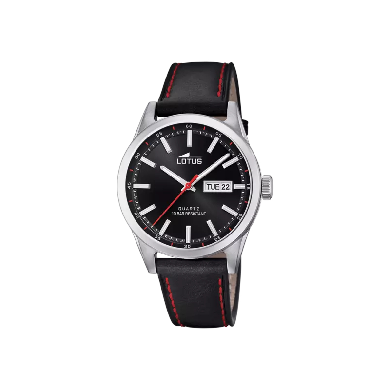 montre-homme-cuir-noir-lotus-18671-4 Montre Homme cuir noir et Acier inoxydable LOTUS 18671/4