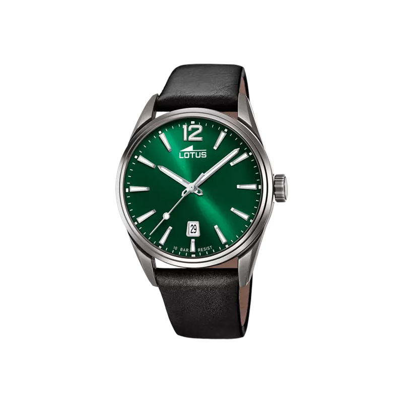 Montre Homme cadran vert, cuir marron foncé et Acier inoxydable LOTUS 18685/4