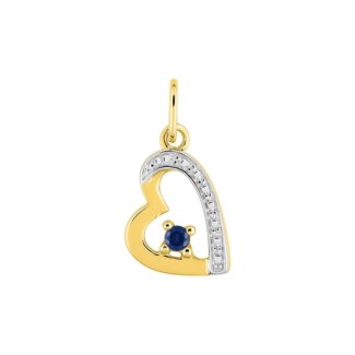 Pendentif Femme Cœur Or jaune 750/1000, Rhodium et Saphir ROBBEZ MASSON