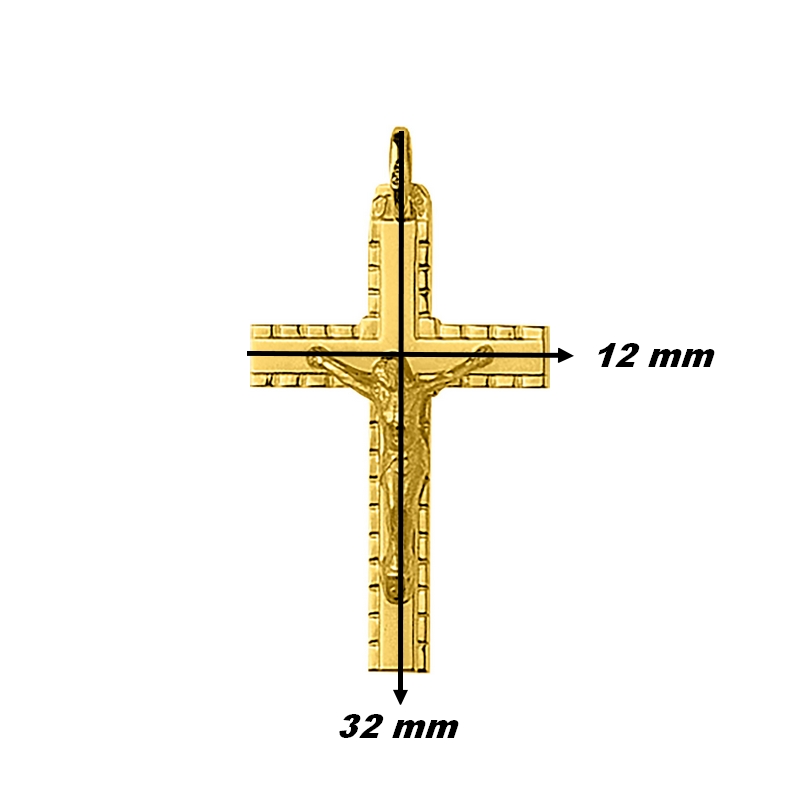 Pendentif Croix Christ Or jaune 750/1000 ROBBEZ MASSON, dimensions