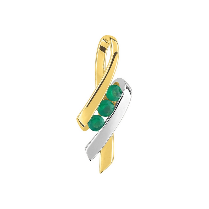 Pendentif Femme Or jaune et blanc 750/1000 et Emeraudes ROBBEZ MASSON