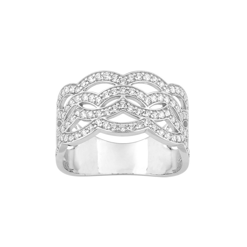 Bague Femme large Or blanc 750/1000 et Diamants CHRISTIAN BERNARD