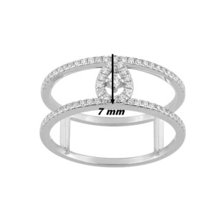 Bague Femme double rang Or blanc 750/1000 et Diamants CHRISTIAN BERNARD, largeur