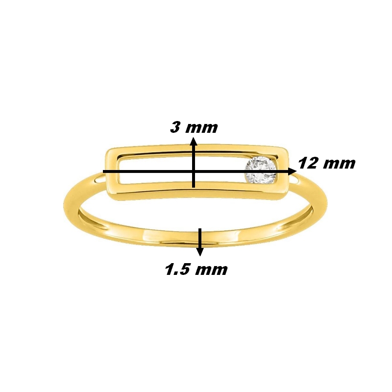 Bague Femme rectangulaire Or jaune et Diamants ROBBEZ MASSON, dimensions